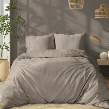 Šūts Pure Collection damaskas kokvilnas gultas veļa Taupe, 140x200 cm|140 x 200 cm|TavsSapnis