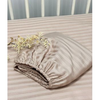 Svītraina satīna palags ar gumiju Almond, 60x120 cm|60x120 cm matracim|TavsSapnis