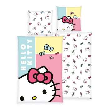 Gultas veļas komplekts  Hello Kitty, 135x200, 80x80 cm|Bērnu gultas veļa|TavsSapnis