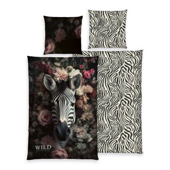 Gultas veļas komplekts Wild Flowers Zebra, 135x200, 80x80 cm|Bērnu gultas veļa|TavsSapnis