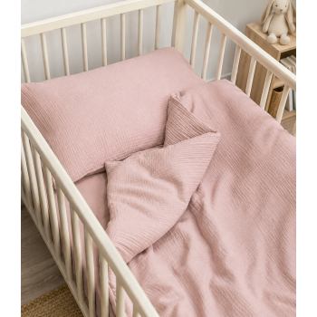 Muslīna (double gauze) gultas veļas komplekts Ash Pink, 100x135, 40x60 cm|100x135 cm|TavsSapnis