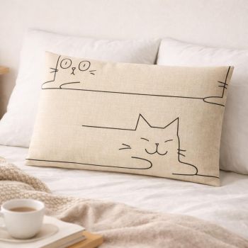 Kokvilnas spilvendrāna Cats, 50x70 cm|50 x 70 cm|TavsSapnis