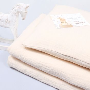 Muslīna (double gauze) gultas veļas komplekts Krēmveida, 60x70, 25x35 cm |Gultas veļa mazuļiem|TavsSapnis