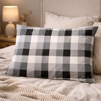 Kokvilnas spilvendrāna ar rāvējslēdzēju Rūtains, 50x70 cm|50 x 70 cm|TavsSapnis