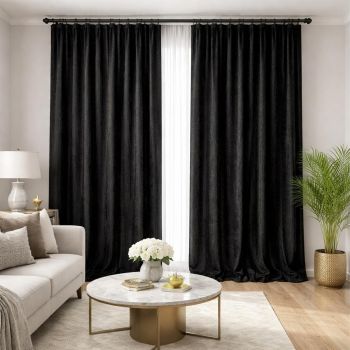 Izmērīts velūra aizkars Efekto Black, augstums 280 cm|Aizkari|TavsSapnis