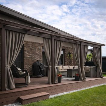 Aizkars terasēm Pelēki brūna + saistošs|Aizkari|TavsSapnis