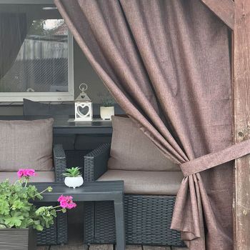 Šūts terases aizkars Linen Brown ar UV aizsardzību, ar sasienamo lenti|Aizkari|TavsSapnis