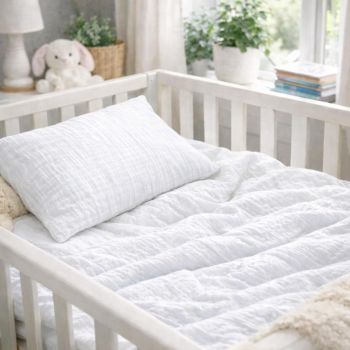 Mīksts dubultās marles gultas veļas komplekts Sniegpārsla  (muslīna), 110x140, 40x60 cm|110x140 cm|TavsSapnis