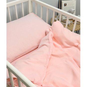 Muslīna (double gauze) gultas veļas komplekts Sweet Pink, 90x120, 40x60 cm|90x120 cm|TavsSapnis