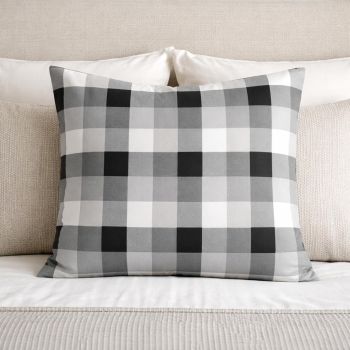 Kokvilnas spilvendrāna ar rāvējslēdzēju Pelēks rūtains, 70x80 cm|Gultas veļa|TavsSapnis