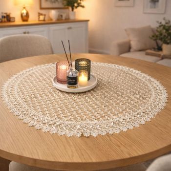 Grezns mežģīņu galdauts Elegance, Ø 85 cm |Mājas preces|TavsSapnis