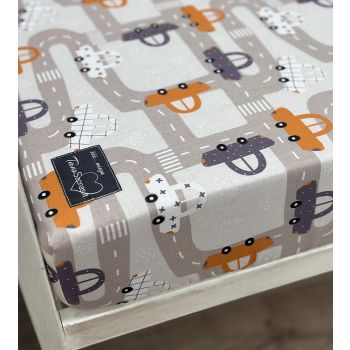 Audekla palags ar gumiju Mini Cars, 90x200 cm |Gultas veļa|TavsSapnis