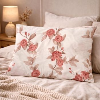 Kokvilnas spilvendrāna ar rāvējslēdzēju Rozes, 50x70 cm|50 x 70 cm|TavsSapnis