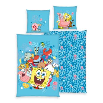 Gultas veļas komplekts SpingeBob, 135x200, 80x80 cm|Bērnu gultas veļa|TavsSapnis