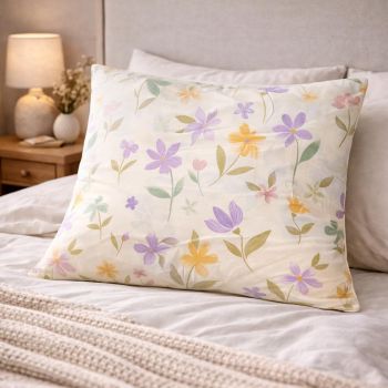 Kokvilnas spilvendrāna ar rāvējslēdzēju Ziedi, 70x80 cm|Gultas veļa|TavsSapnis