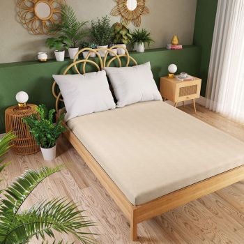 Trikotāžas palags ar gumiju Premium, gaišs krēms, 90x200 cm|Gultas veļa|TavsSapnis