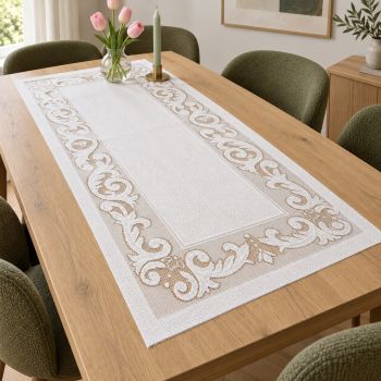 Žakarda galda celiņš, balts, 70x140 cm|Mājas tekstils|TavsSapnis