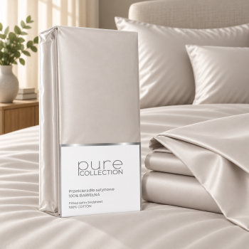 Pure Collection satīna palags bez gumijas BEIGE, 200x220 cm|Gultas veļa|TavsSapnis