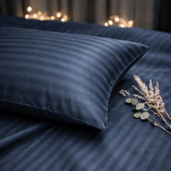 Svītraina satīna spilvendrāna ar rāvējslēdzēju Denim, 50x70 cm|50 x 70 cm|TavsSapnis