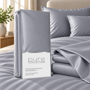 Pure Collection satīna palags bez gumijas GREY, 200x220 cm|Gultas veļa|TavsSapnis