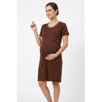 Kokvilnas naktsveļa barojošai māmiņai Brown Dots, 2XL|Topošajām māmiņām|TavsSapnis