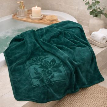 Mikrošķiedras dvielis Zaļš zieds, 50x100 cm|Mājas preces|TavsSapnis