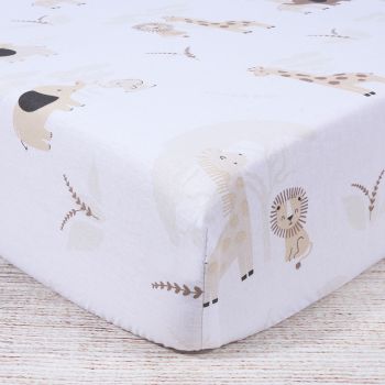 Kokvilnas palags ar gumiju Mini Safari, 60x120 cm|60x120 cm matracim|TavsSapnis