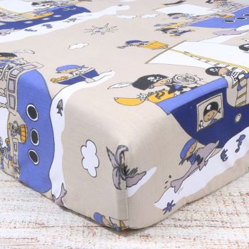 Audekla palags ar gumiju Pirāti, 90x200 cm |Gultas veļa|TavsSapnis