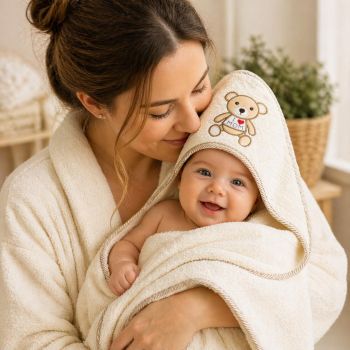 Dvielis ar kapuci I Love Mom, 100x100 cm|Mājas preces|TavsSapnis