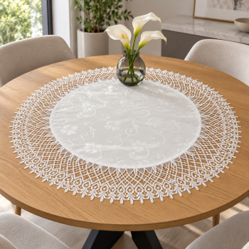 Grezns mežģīņu galdauts White Elegance, Ø 85 cm |Mājas tekstils|TavsSapnis