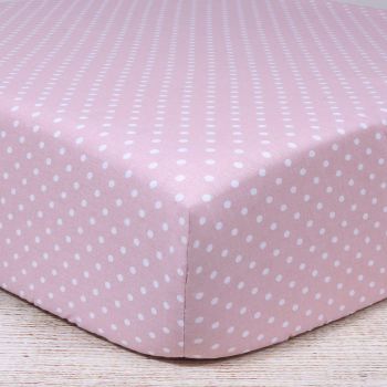 Kokvilnas palags ar gumiju Pink Dots, 60x120 cm|60x120 cm matracim|TavsSapnis