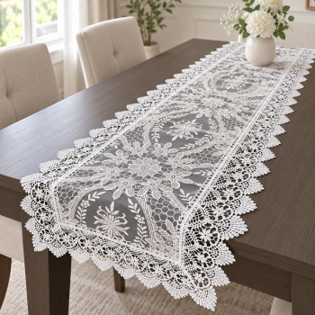 Krāšņs galda celiņš Balts, 40x180 cm|Mājas tekstils|TavsSapnis