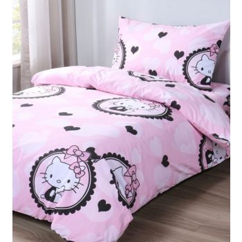 Gultas veļas komplekts Hello Kitty, 160x200, 70x70 cm|Bērnu gultas veļa|TavsSapnis