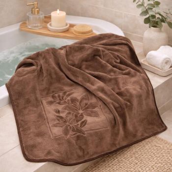 Mikrošķiedras dvielis Brūns zieds, 70x140 cm|Mājas preces|TavsSapnis