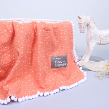 Muslin pleds Coral, 80x65 cm|Vasaras karstums|TavsSapnis