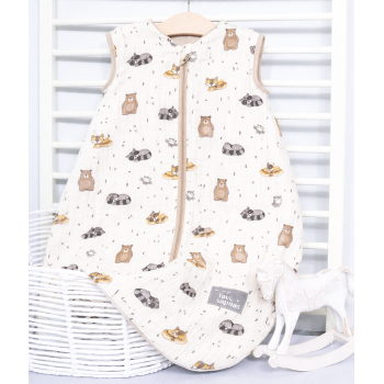 Vasaras muslīna guļammaiss ar divpusēju rāvējslēdzēju Meža draugi, 90 cm|Vasaras karstums|TavsSapnis