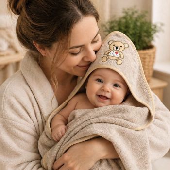 Dvielis ar kapuci I Love Mom, 100x100 cm|Mājas preces|TavsSapnis