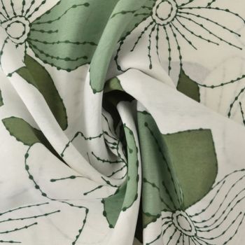 Plāns viskozes audums kleitai Green Flower|Audumi|TavsSapnis